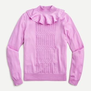 NWT J. Crew Ruffle Mockneck Sweater w/ Pointelle Stitch